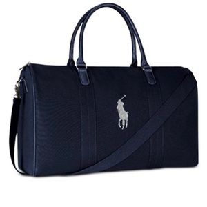 Polo Ralph Lauren Navy Blue Duffel Weekender Travel Gym Bag - Great Holiday Gift